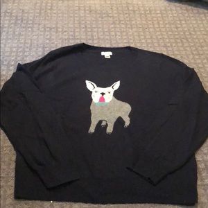 J Crew French bulldog sweater